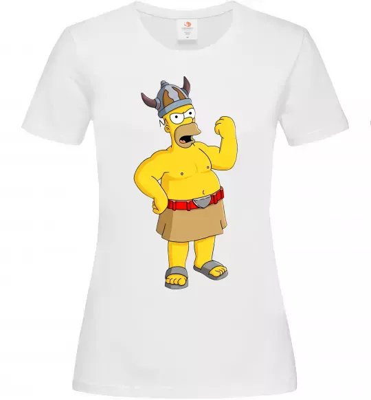 Жіноча футболка Гомер вікінг Білий фото