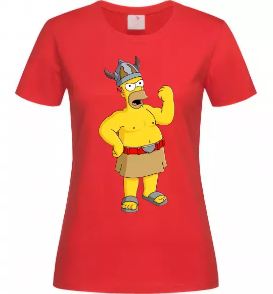 Жіноча футболка Гомер вікінг Червоний фото