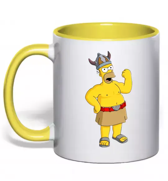 Чашка с цветной ручкой Гомер вікінг Солнечно желтый фото