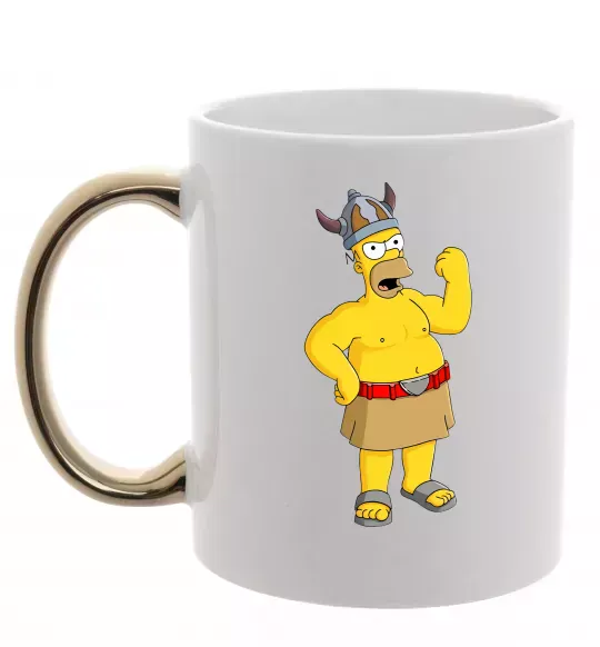 Чашка с цветной ручкой Гомер вікінг Золото фото