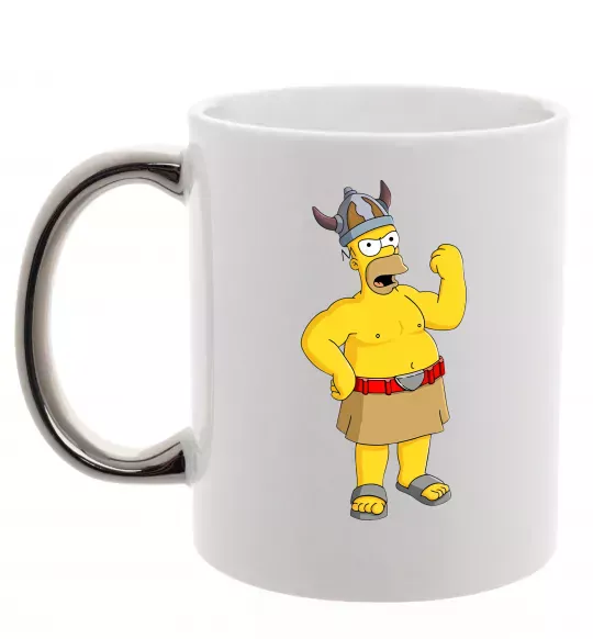 Чашка с цветной ручкой Гомер вікінг Серебро фото