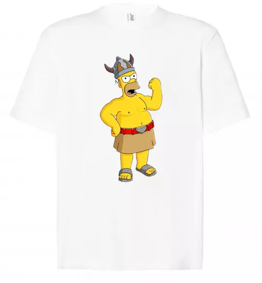 Футболка Оверсайз Гомер вікінг Білий фото