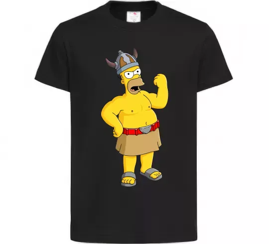 Детская футболка Гомер вікінг Черный фото
