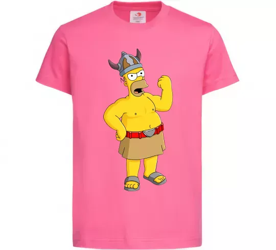 Детская футболка Гомер вікінг Ярко-розовый фото