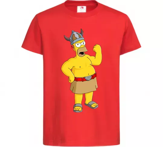 Детская футболка Гомер вікінг Красный фото