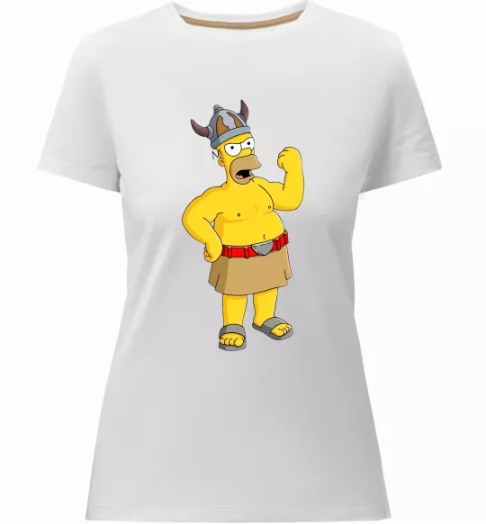 Женская премиум футболка Гомер вікінг Белый фото