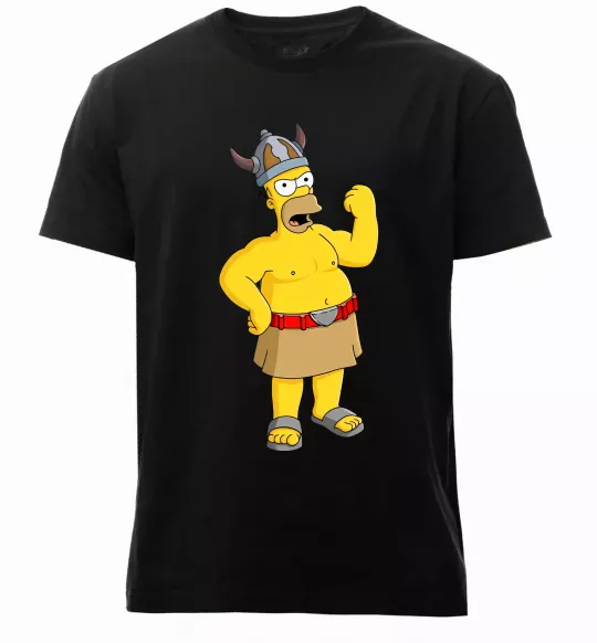 Чоловіча преміум футболка Гомер вікінг Чорний фото