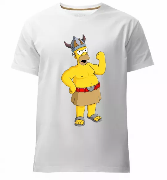 Чоловіча преміум футболка Гомер вікінг Білий фото