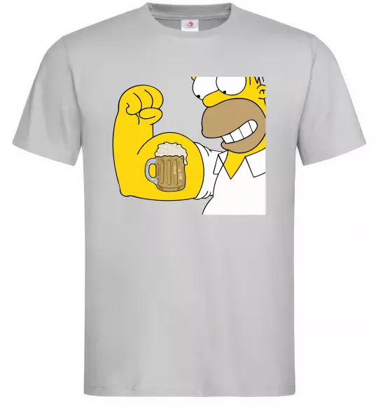 Мужская футболка Гомер з пивом Серый фото
