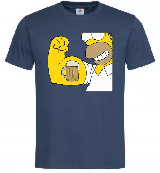 Мужская футболка Гомер з пивом Темно-синий фото