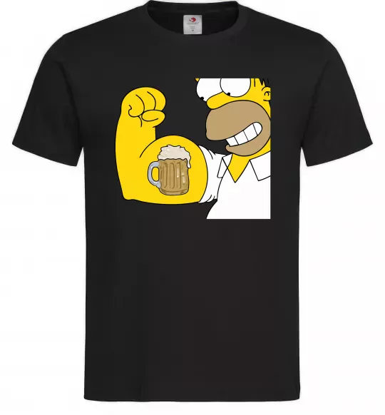 Мужская футболка Гомер з пивом Черный фото