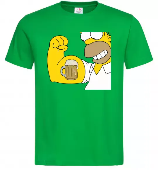 Мужская футболка Гомер з пивом Зеленый фото