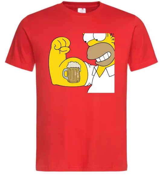 Мужская футболка Гомер з пивом Красный фото