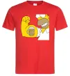 Мужская футболка Гомер з пивом Красный фото