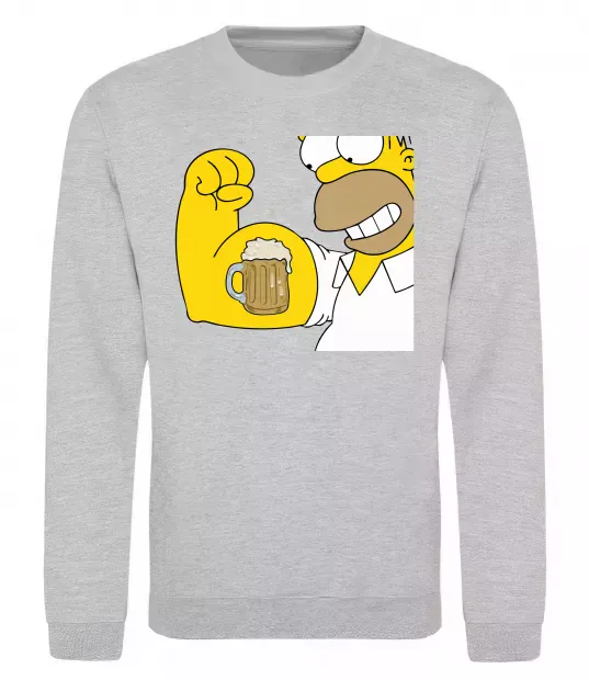 Свитшот Гомер з пивом Серый меланж фото