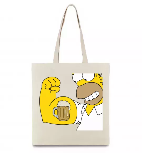 Эко-сумка Гомер з пивом Бежевый фото