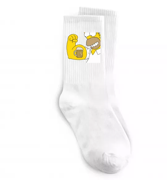 Носки Гомер з пивом Белый фото