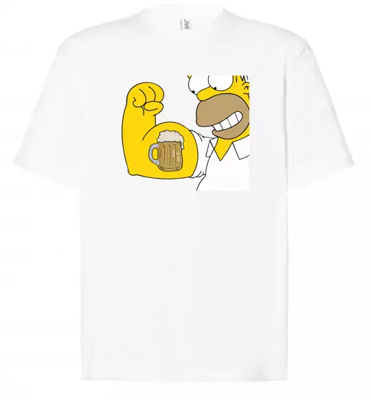 Футболка Оверсайз Гомер з пивом Белый фото