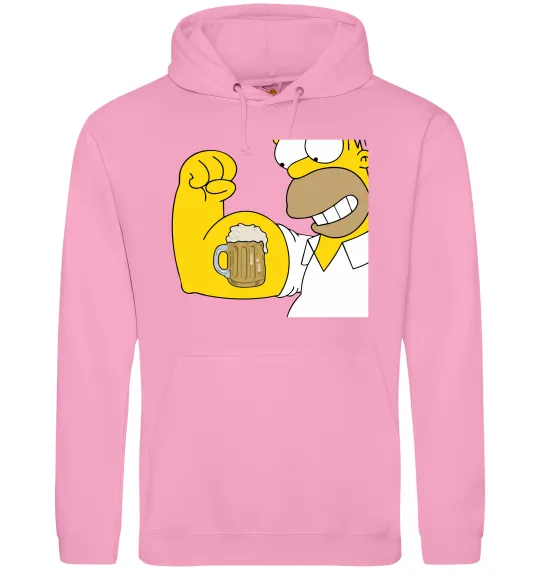 Мужская толстовка (худи) Гомер з пивом Розовый фото