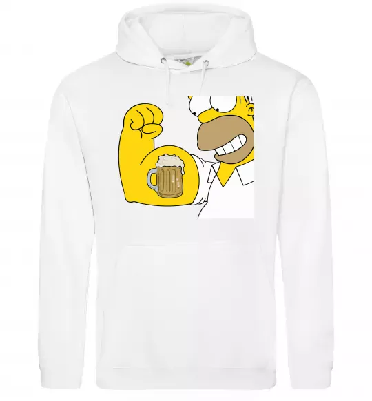 Женская толстовка (худи) Гомер з пивом Белый фото