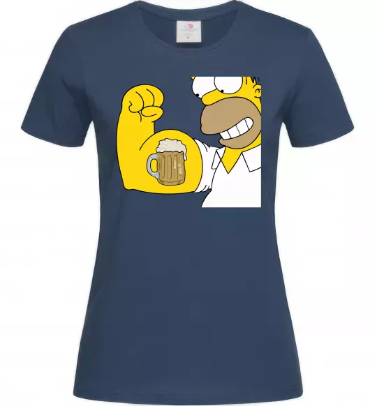Женская футболка Гомер з пивом Темно-синий фото