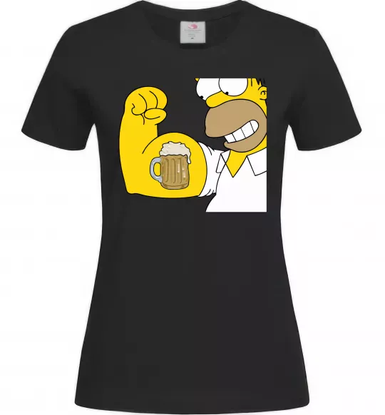 Женская футболка Гомер з пивом Черный фото