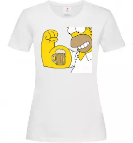 Женская футболка Гомер з пивом Белый фото