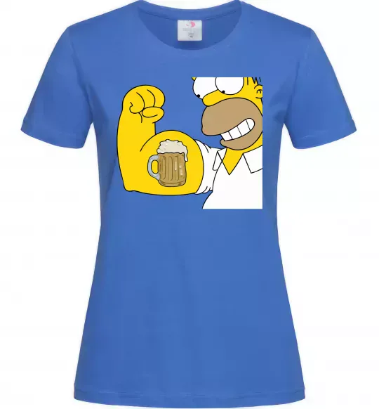 Женская футболка Гомер з пивом Ярко-синий фото