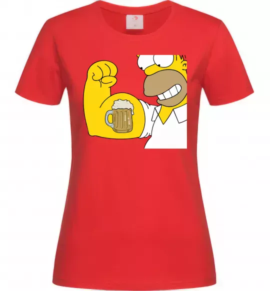 Женская футболка Гомер з пивом Красный фото