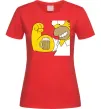 Женская футболка Гомер з пивом Красный фото