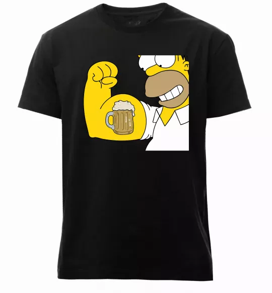 Чоловіча преміум футболка Гомер з пивом Чорний фото