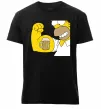 Чоловіча преміум футболка Гомер з пивом Чорний фото