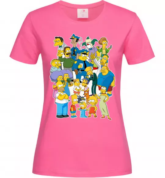 Жіноча футболка Сімпсони мешканці міста Яскраво-рожевий фото