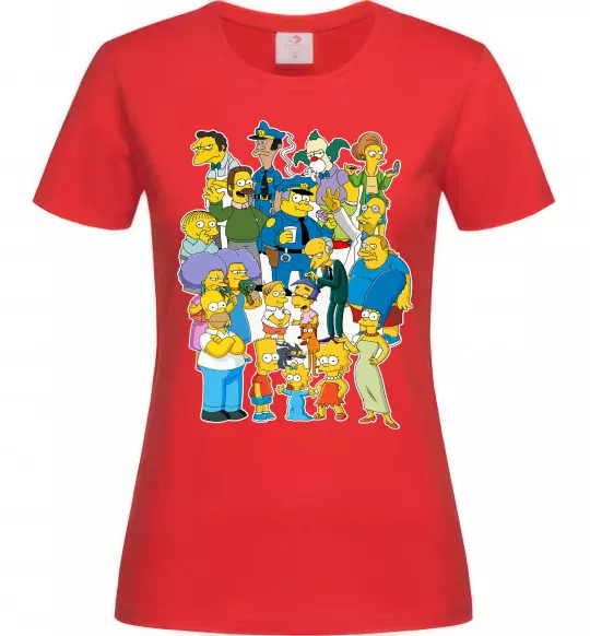 Жіноча футболка Сімпсони мешканці міста Червоний фото