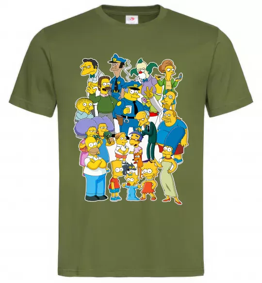 Чоловіча футболка Сімпсони мешканці міста Оливковий фото