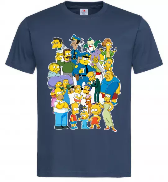 Чоловіча футболка Сімпсони мешканці міста Темно-синій фото