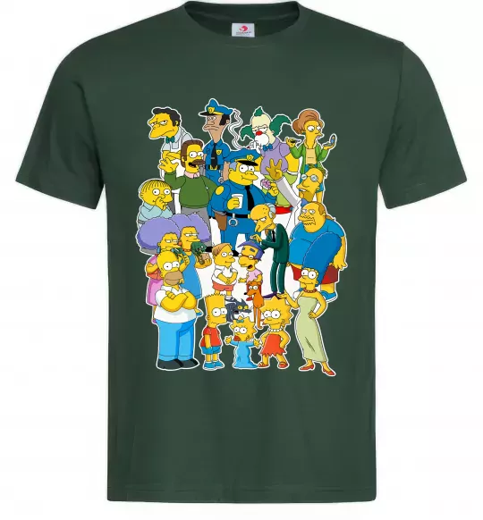 Чоловіча футболка Сімпсони мешканці міста Темно-зелений фото