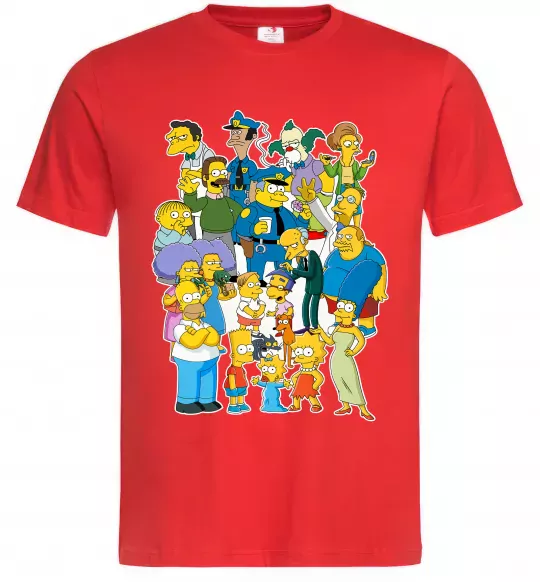 Чоловіча футболка Сімпсони мешканці міста Червоний фото