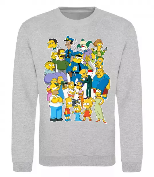 Світшот Сімпсони мешканці міста Сірий меланж фото