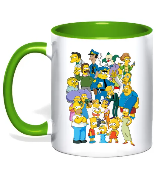 Чашка с цветной ручкой Сімпсони мешканці міста Лаймовый фото