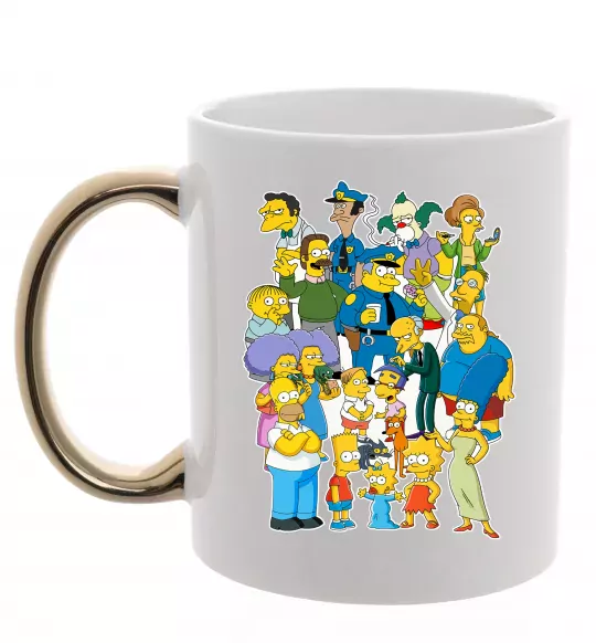 Чашка с цветной ручкой Сімпсони мешканці міста Золото фото