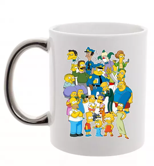 Чашка с цветной ручкой Сімпсони мешканці міста Серебро фото