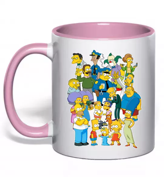 Чашка с цветной ручкой Сімпсони мешканці міста Нежно розовый фото