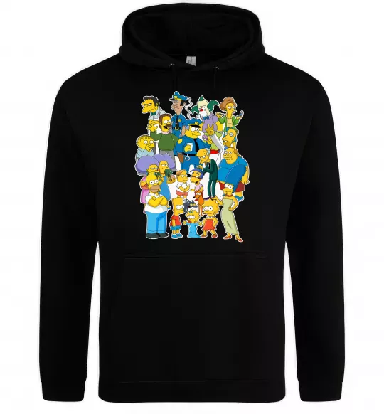 Мужская толстовка (худи) Сімпсони мешканці міста Черный фото