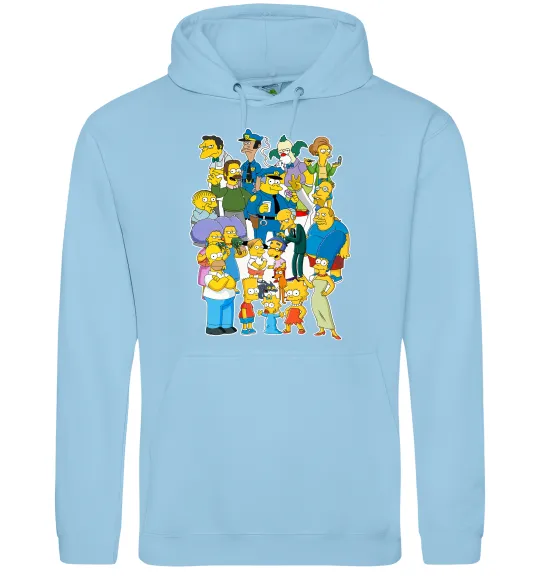 Мужская толстовка (худи) Сімпсони мешканці міста Голубой фото