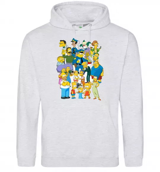 Женская толстовка (худи) Сімпсони мешканці міста Серый меланж фото