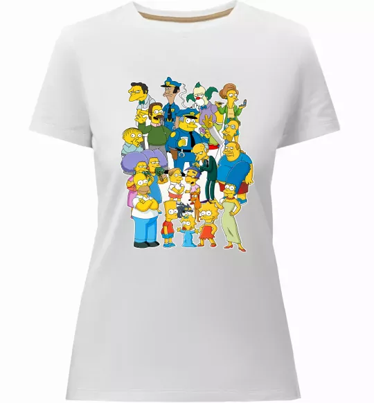 Женская премиум футболка Сімпсони мешканці міста Белый фото