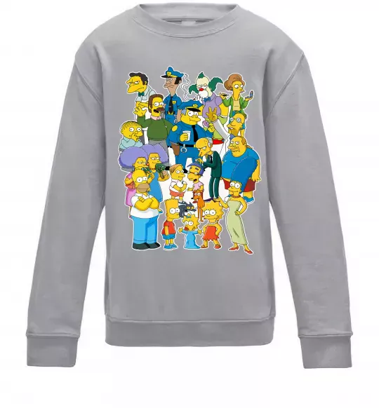 Дитячий світшот Сімпсони мешканці міста Сірий меланж фото