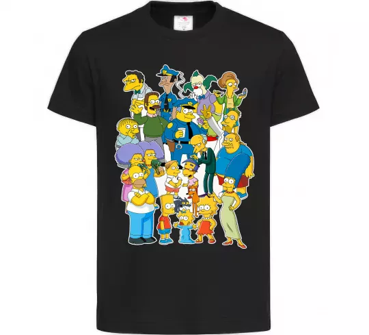 Детская футболка Сімпсони мешканці міста Черный фото
