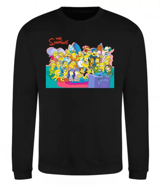 Свитшот Сімпсони персонажі перед телевізором Черный фото